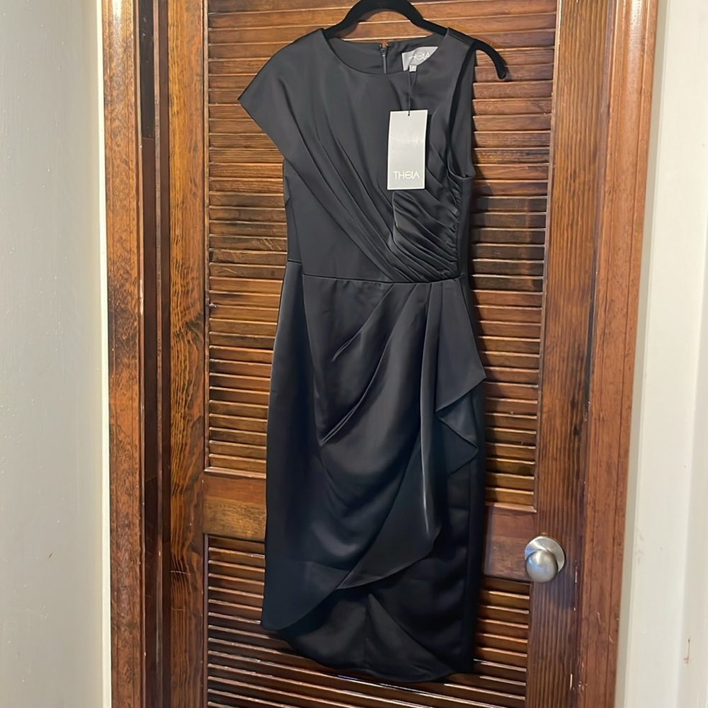 NWT Theia Black Makena Cocktail Dress - Picture 7 of 13